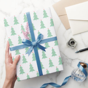 Papier Cadeau Petit coeur blanc vert sapin de Noël