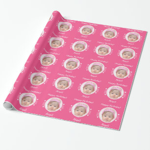 Papier Cadeau Petit coeur personnalisé photo rose
