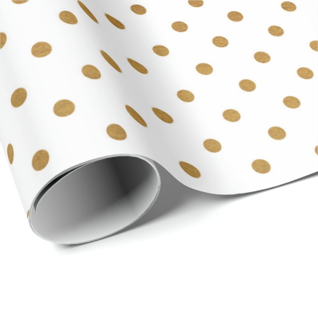 Papier Cadeau Petit Confetti Pois blanc doré (Coin rond)