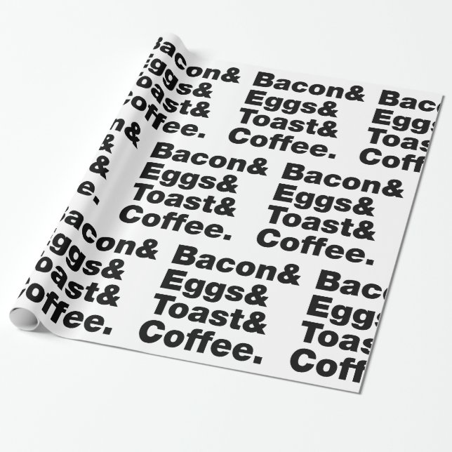 Papier Cadeau Petit-déjeuner (Bacon & oeufs & Toast & Coffee.) (Déroulé)
