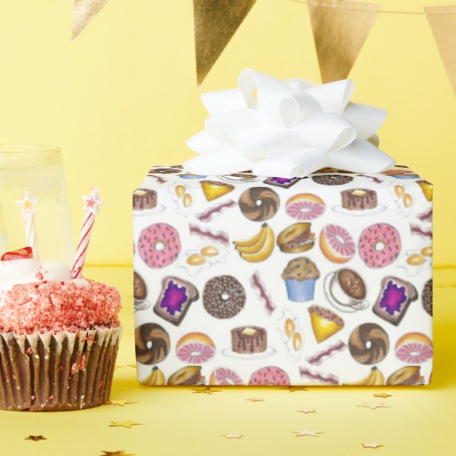 Papier Cadeau Petit-déjeuner Brunch Nourriture Bagel Donut OEufs (Fête d'anniversaire)