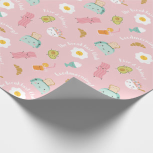 Papier Cadeau Petit déjeuner mignon avec toast, bacon et oeufs s