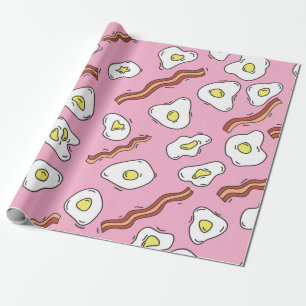Papier Cadeau Petit-déjeuner motif sans charme avec oeufs au pla