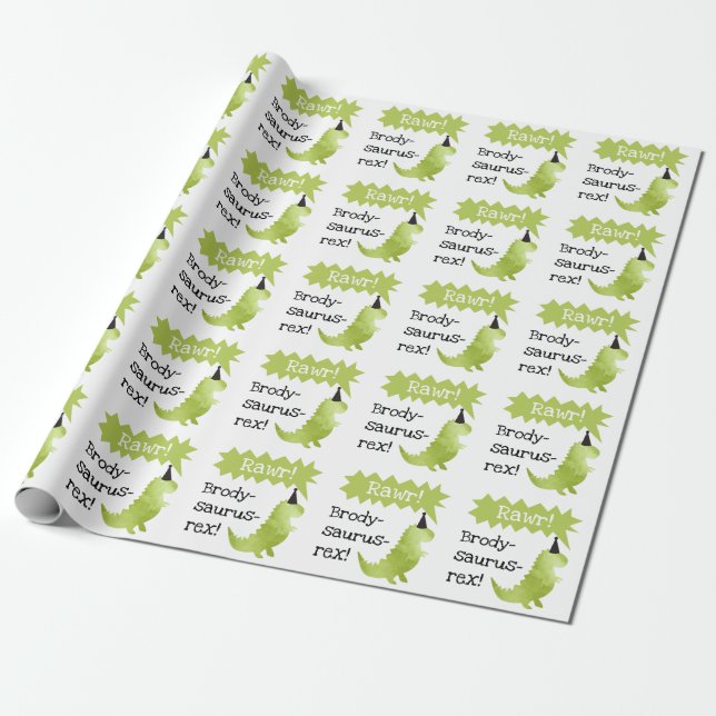 Papier Cadeau Petit Dino Anniversaire Thème Dinosaur Baby shower (Déroulé)