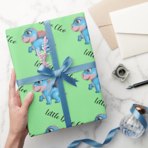 Papier Cadeau Petit Dino sur le chemin Baby shower papier d'enve