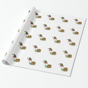 Papier Cadeau Petit Escargot Elfe de Noël