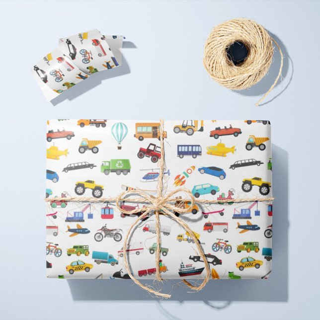 Papier Cadeau Petit Garçon Things That Move Vehicle Cars Kid (Créateur téléchargé)