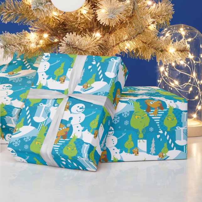 Papier Cadeau Petit Grinch | Joyeux Motif Turquoise Grinchmas (Vacances)