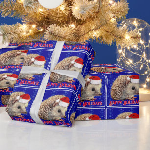 Papier Cadeau Petit hérisson à Santa Hat