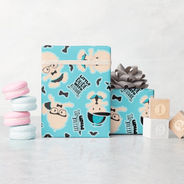 Papier Cadeau Petit homme maudit mot art motif méchant enveloppe (Baby Shower)