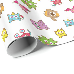 Papier Cadeau Petit motif coloré mignon de monstre