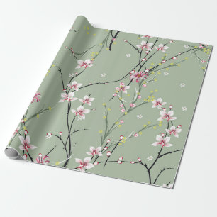 Papier Cadeau petit motif de fleurs rouge et jaune sur dossier v