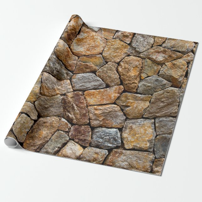 Papier Cadeau Petit mur en pierre de gravier  (Déroulé)