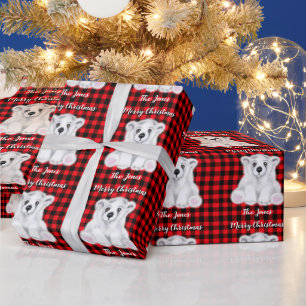 Papier Cadeau Petit ours à ours polaire de Noël, petit ours blan