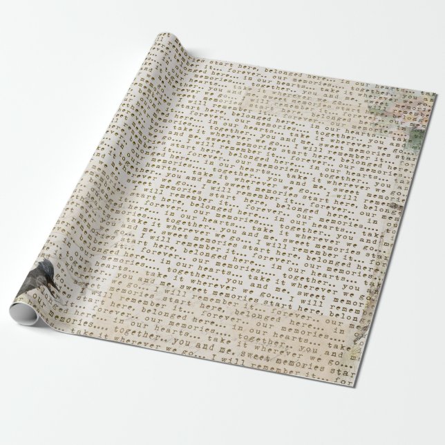 Papier Cadeau Petit pain antique de papier d'emballage d'oiseau (Déroulé)