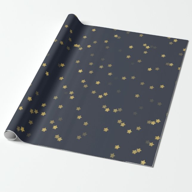Papier Cadeau Petit pain de papier d'emballage d'étoile d'or (Déroulé)