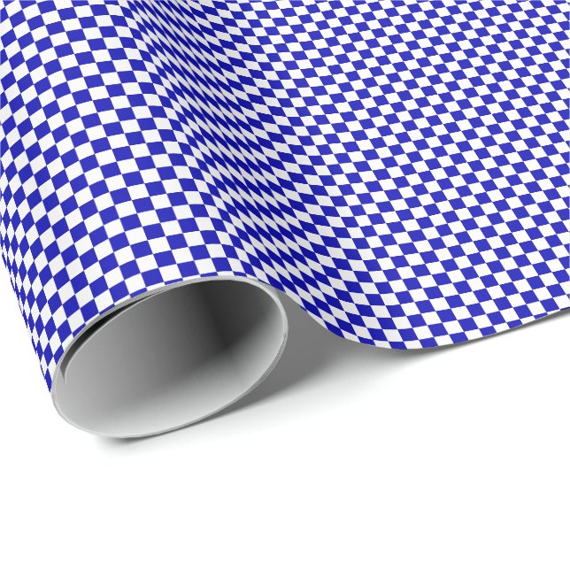 Papier Cadeau Petit papier d'emballage de contrôles de bleu (Coin rond)