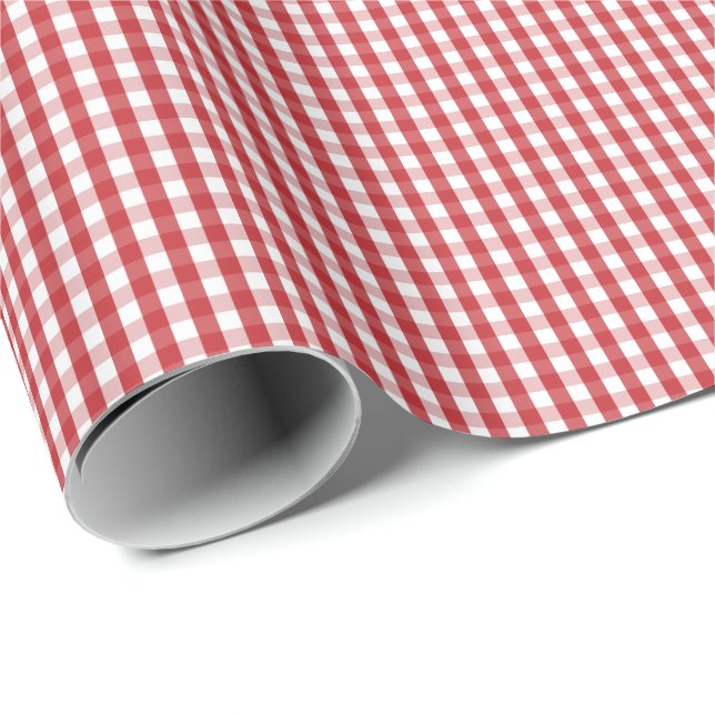 Papier Cadeau Petit papier d'emballage de guingan rouge foncé et (Coin rond)