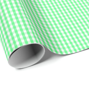 Papier Cadeau Petit papier d'emballage de guingan vert clair et