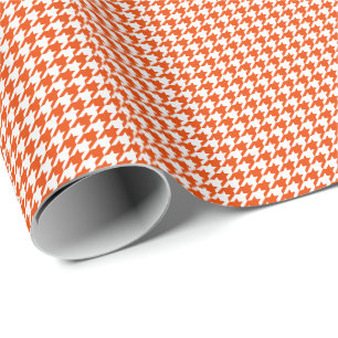 Papier Cadeau Petit pied-de-poule orange et blanc lumineux