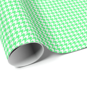 Papier Cadeau Petit pied-de-poule vert clair et blanc