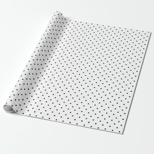 Papier Cadeau Petit Pois noir et Noël blanc chic (Déroulé)