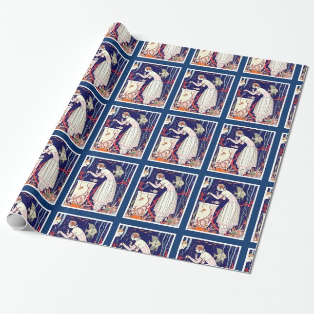 PAPIER CADEAU PETIT POISSON ÉTONNANT, MODE BEAUTÉ ART DÉCO (Déroulé)