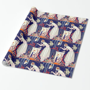 PAPIER CADEAU PETIT POISSON ÉTONNANT, MONOGRAMME DE MODE BEAUTÉ