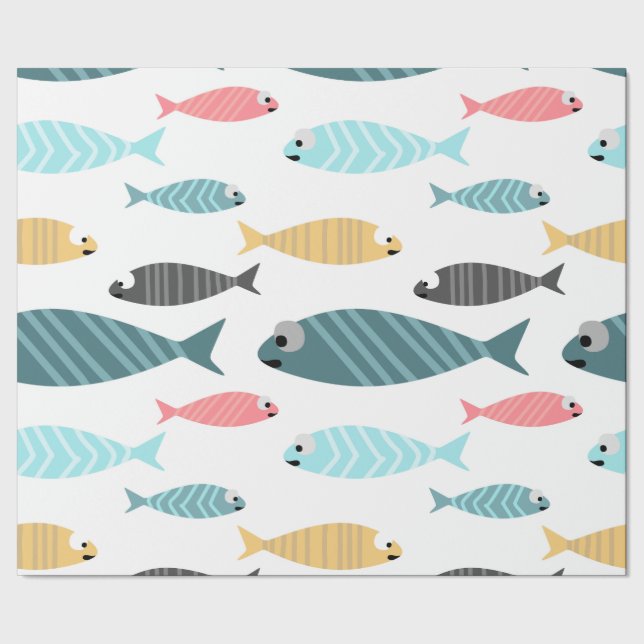 Papier Cadeau Petit poisson mignon design coloré (Couture)