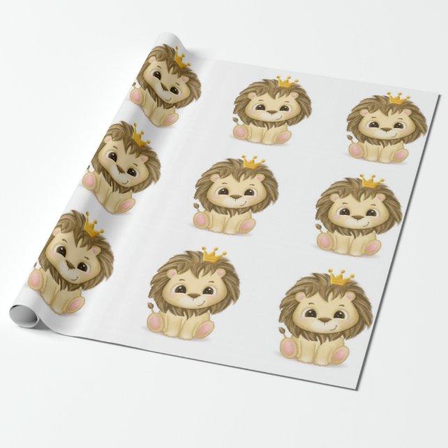 Papier Cadeau Petit Prince Lion Boy Baby shower (Déroulé)