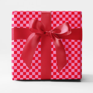 Papier Cadeau Petite À damiers rouge et rose