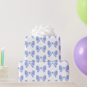Papier Cadeau Petite Baby Shower Fille Naissance Bleu Ruban
