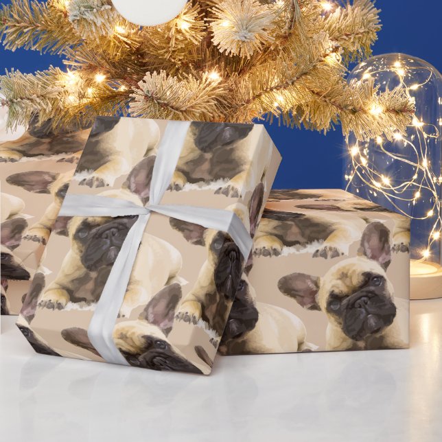 Papier Cadeau Petite chienne française chienne Motif animal anim (Vacances)
