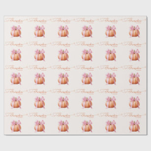 Papier Cadeau Petite Citrouille Baby Shower – Ruban Rose Automne