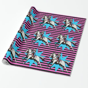 Papier Cadeau Petite Femme Courant Cheval Toute Occassion