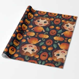 Papier Cadeau Petite fille Citrouille