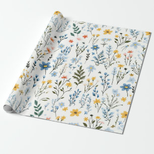 Papier Cadeau Petite pouponnière Fleur sauvage de jardin coloré 