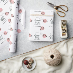 Papier Cadeau Petite Punaise de l'Amour Coccinelle Rose Baby Sho
