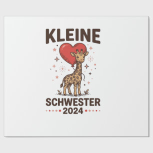 Papier Cadeau Petite sœur 2024 Conception de sœur girafe mignonn