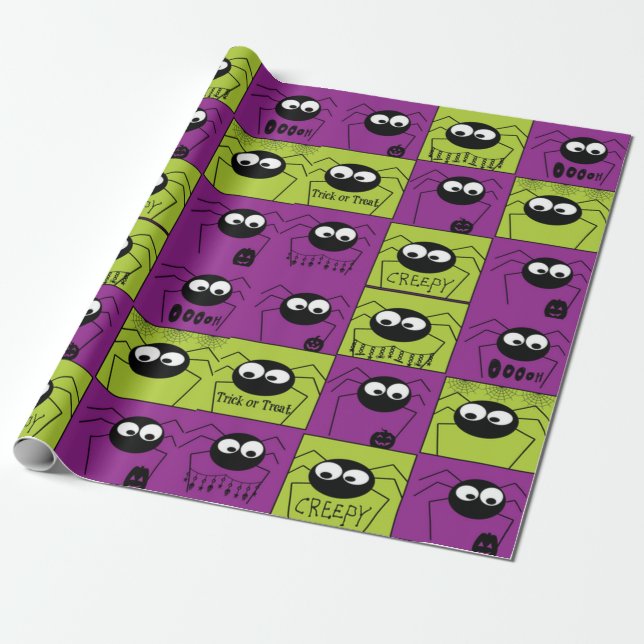 Papier Cadeau Petites araignées d'Halloween (Déroulé)