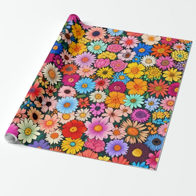 Papier Cadeau Petites fleurs mignonnes (Déroulé)