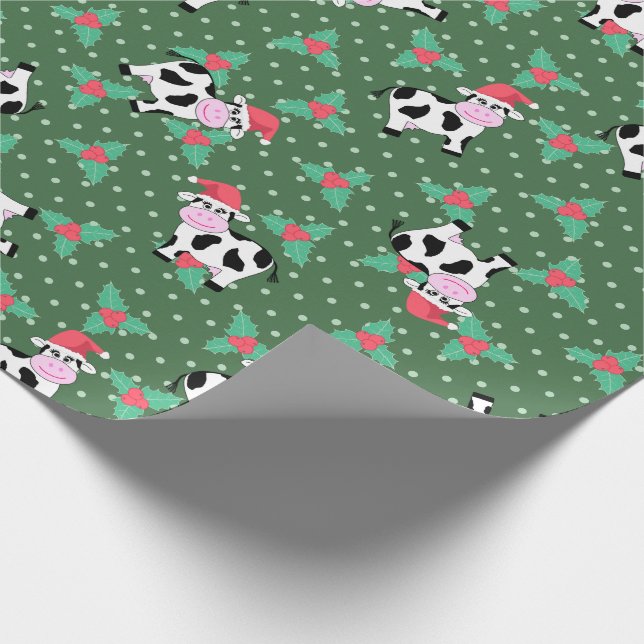 Papier Cadeau Petites vaches de Noël et Holly (Coin)