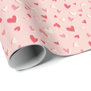 Papier Cadeau Petits coeurs mignons dans les tons roses