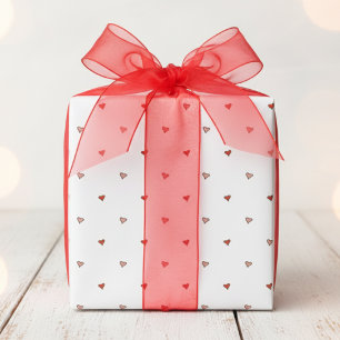Papier Cadeau Petits cœurs rouges roses minimaux pour la Saint-V