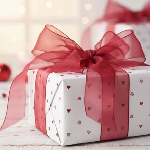 Papier Cadeau Petits cœurs rouges roses minimaux pour la Saint-V