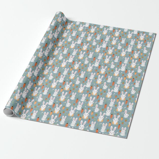 Papier Cadeau Petits lapins et fleurs (Déroulé)