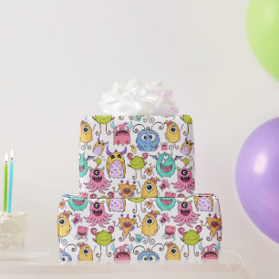 Papier Cadeau Petits Monstres Heureux