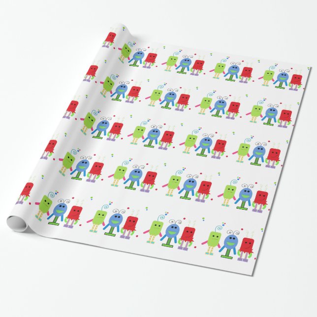 Papier Cadeau Petits monstres stupides (Déroulé)
