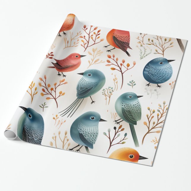 Papier Cadeau Petits oiseaux (Déroulé)
