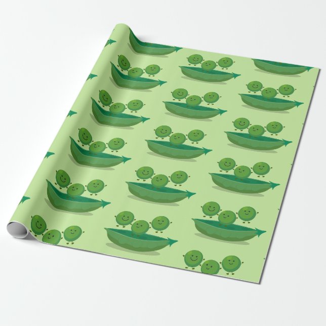Papier Cadeau Petits pois sauteurs en pod dessin animé illustrat (Déroulé)
